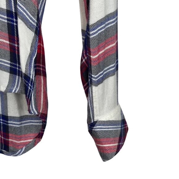 Rails Hunter White Blue & Red Plaid Button Down Blouse - Picture 2 of 7